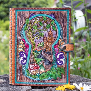 READY to SHIP Leather tooled Padfolio |Leather Carved Notebook Cover IGenuine Leather Portfolio Folder IGift for unisex|Portfolio Organizer
