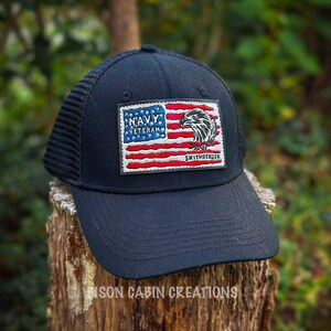 Handmade Tooled Leather Patch Hat, Customizable Western Trucker Hat, Leather carved men's  cap, custom patch hat for women, Summer Trucker
