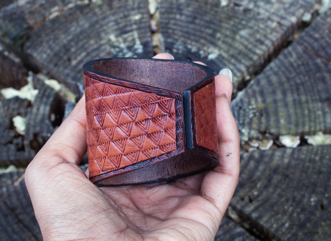 Custom Tooled Leather Bracelet Men & Women's Hand Carved Etsy