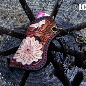 Handmade Leather Carving Lighter Case,Hand tooled Lighter Case,Personalized Lighter cover,Western & cowboy lighter case,Lighter Case Keyring image 2