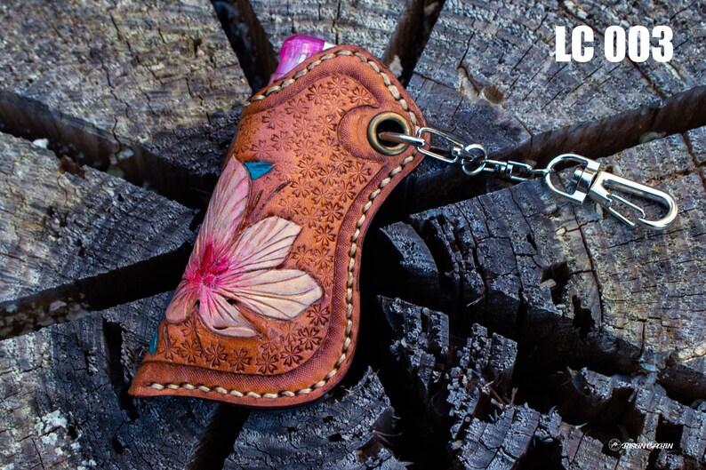 Handmade Leather Carving Lighter Case,Hand tooled Lighter Case,Personalized Lighter cover,Western & cowboy lighter case,Lighter Case Keyring image 6