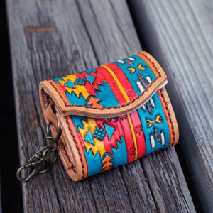 Handmade Tooled Leather AirPod Case, Keychain case