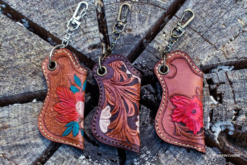 Handmade Leather Carving Lighter Case,Hand tooled Lighter Case,Personalized Lighter cover,Western & cowboy lighter case,Lighter Case Keyring image 8