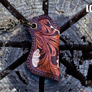 Handmade Leather Carving Lighter Case,Hand tooled Lighter Case,Personalized Lighter cover,Western & cowboy lighter case,Lighter Case Keyring image 3