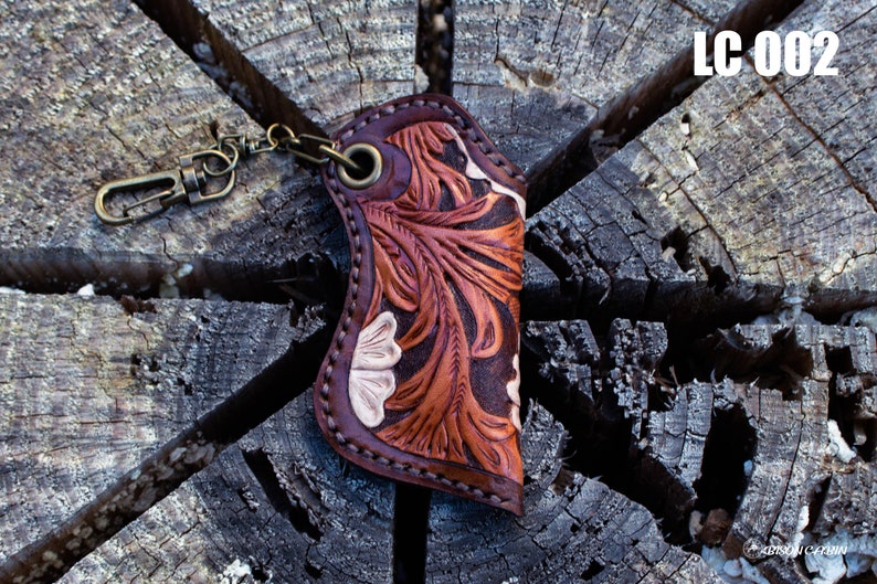 Handmade Leather Carving Lighter Case,Hand tooled Lighter Case,Personalized Lighter cover,Western & cowboy lighter case,Lighter Case Keyring image 3