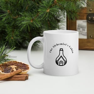 The Alchemist's Cabin Mug, Cozy Literary Coffee Cup, Book Lover Writer Gift