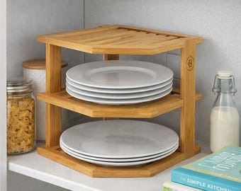 Bamboo Corner Rack for Kitchen Counter | Cabinet Organizer Shelf | Pantry and Bathroom Storage | Useful Home & Housewarming Gift