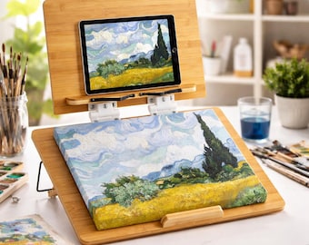 Chevalet pliant en bambou - Support pour tablette en bambou - Chevalet de table réglable - Chevalet artistique pour table - Support pour chevalet de table - Déco de bureau