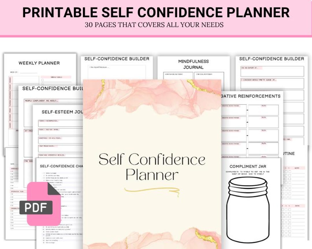 Self Confidence Planner Printable A4 | Confidence Challenge, Self ...