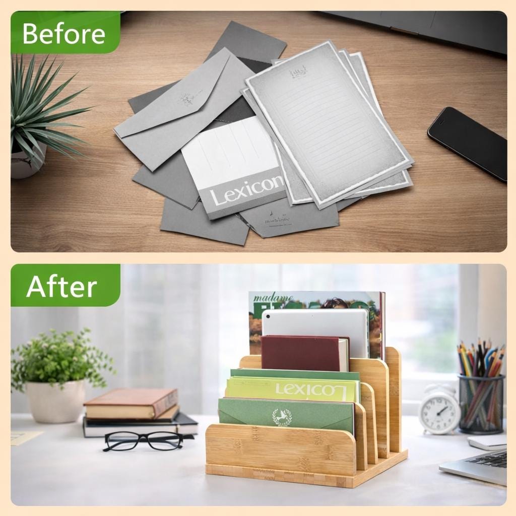 Desk File Mail Organizer - Letter Trays & Stacking Supports - 5 Slots ...
