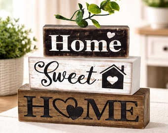 Décoration de table en bois - décoration de table rustique - décoration de table de ferme - décoration Home Sweet Home - panneau en bois de feuilles d'eucalyptus