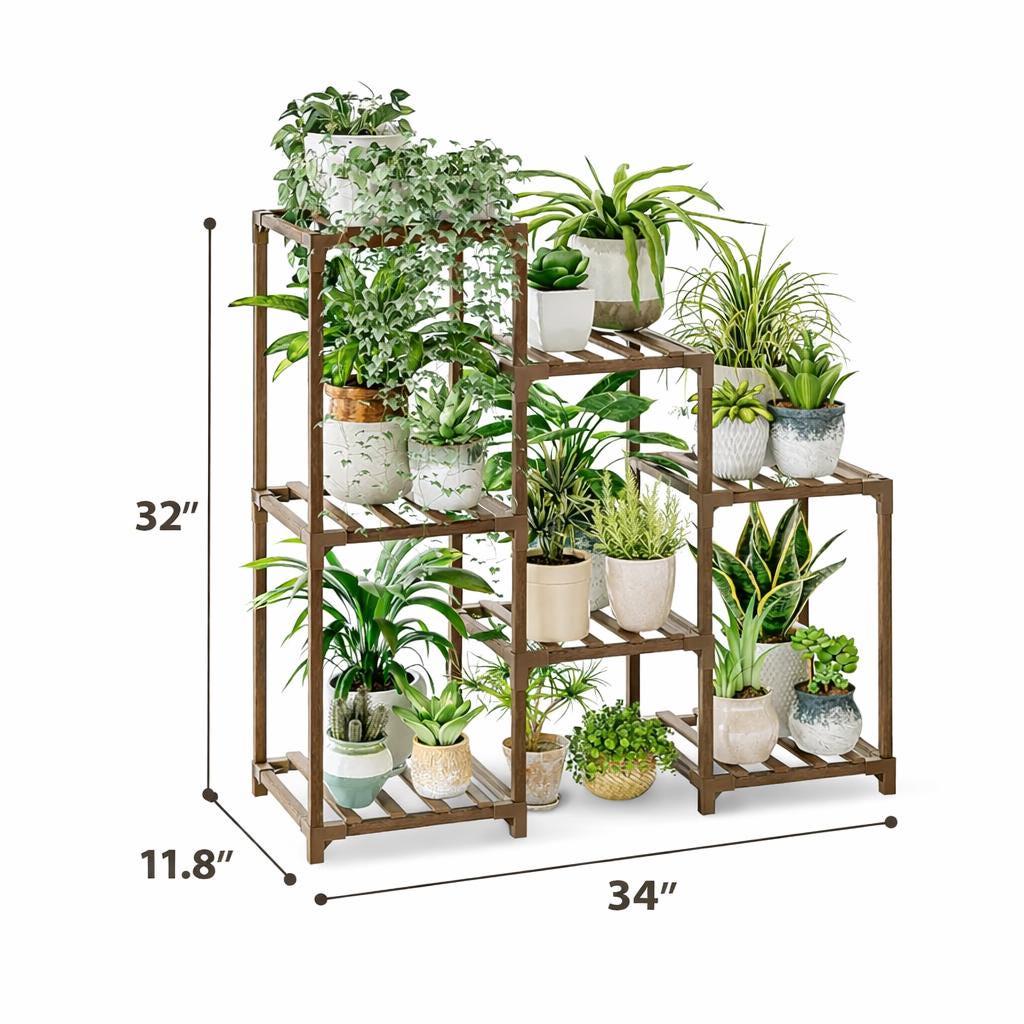 Wooden Plant Stand - Plant Display Stand - Rustic Wood Plant Stand ...