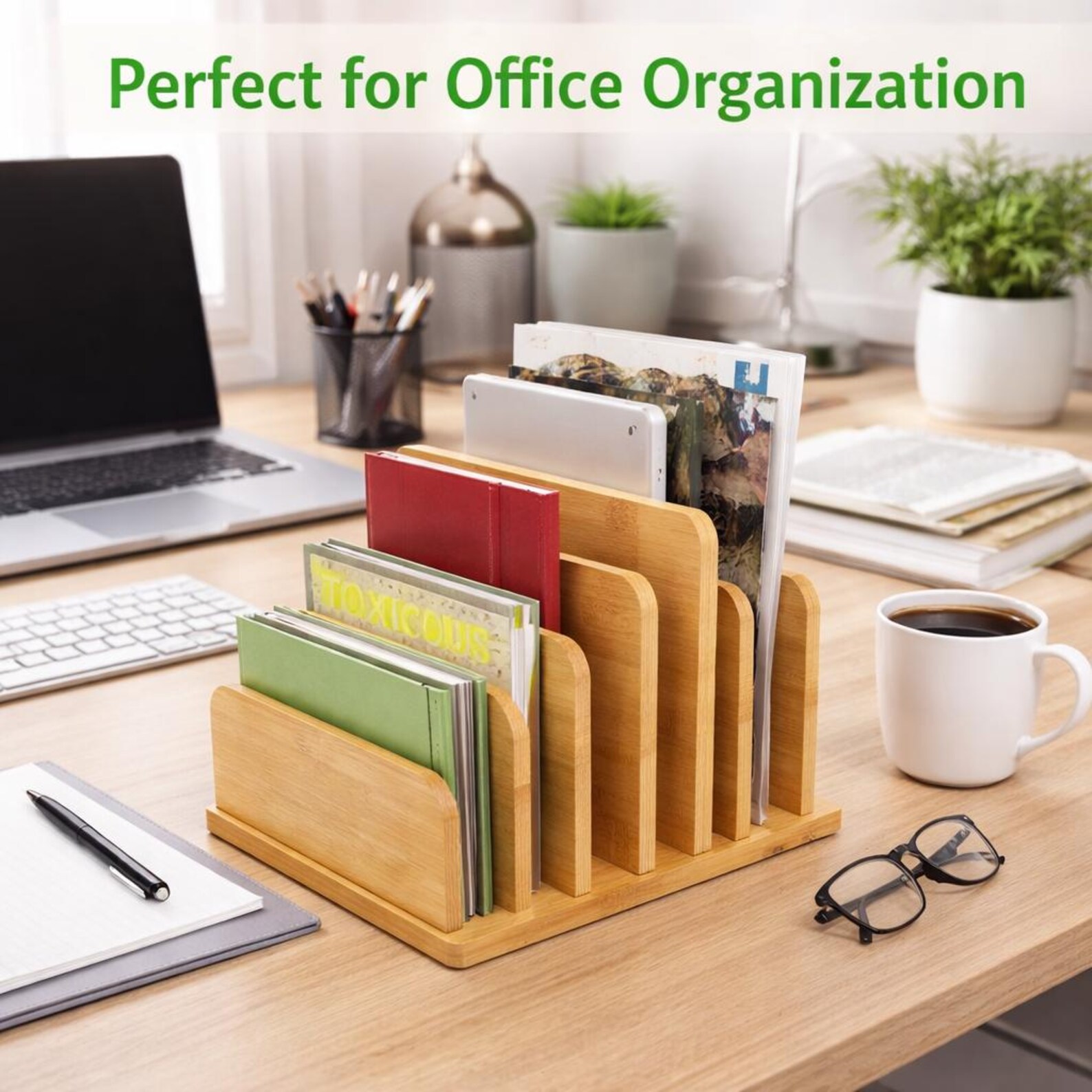 Desk File Mail Organizer - Letter Trays & Stacking Supports - 5 Slots ...