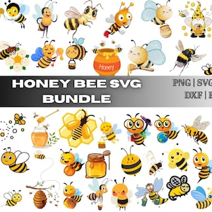 Paquete SVG de abeja de miel, lindo archivo de corte de abeja de miel, SVG de panal, SVG de abeja reina, SVG de colmena de abejas, Abeja PNG, Descarga digital