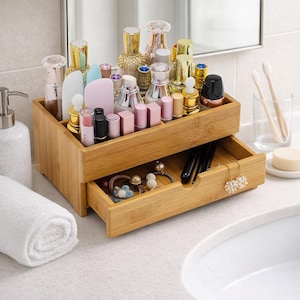 Makeup Organizer Bamboo - Etsy