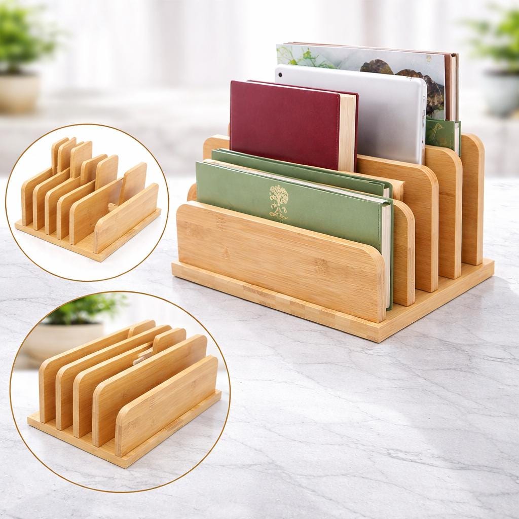 Desk File Mail Organizer - Letter Trays & Stacking Supports - 5 Slots ...