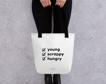 Hamilton Tote Bag: Young, Scrappy, Hungry / My Shot Lyrics - HamilFan Collection