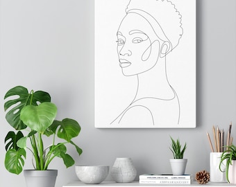 Black Woman Wall Art print, One Line art printable, African American Art, Black Girl Magic, Modern wall art, Minimalist art digital print