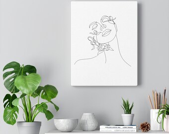 Woman One Line Drawing Printable – Abstract Line Art Face & Female Figure, Minimalist Wall Art, Simple Line Art, Sip and Paint Template