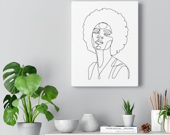 African American Art, Black Woman Art, Woman Line drawing, Line art print, Female Body One line drawing, Printable wall art