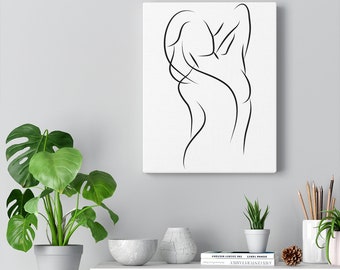 Female Nude Body Print, Body Line Drawing, Abstract Woman Print, Nude Contour Wall Art, Feminine Wall Decor, Minimalist Wall Poster
