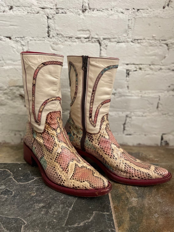 Vintage Snakeskin Cowboy Boots Pastel - image 2