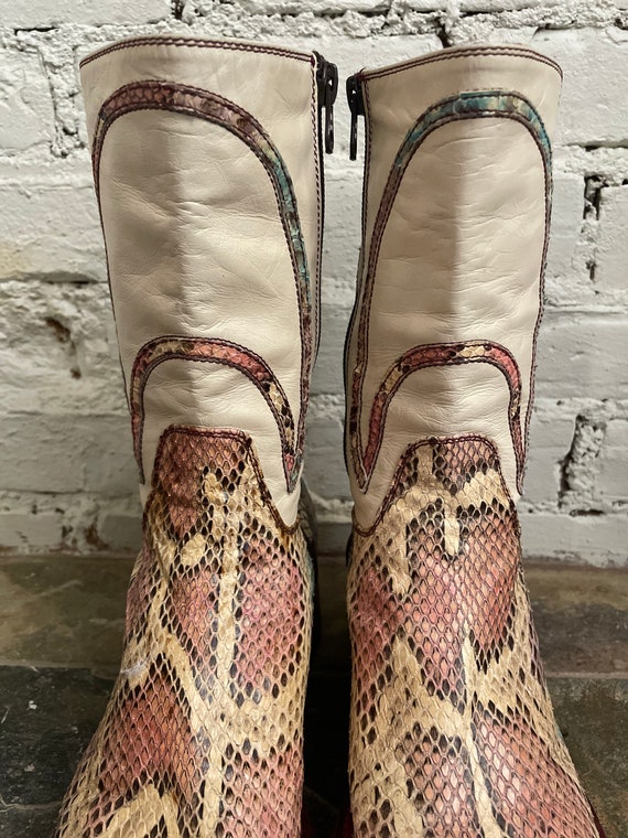 Vintage Snakeskin Cowboy Boots Pastel - image 3