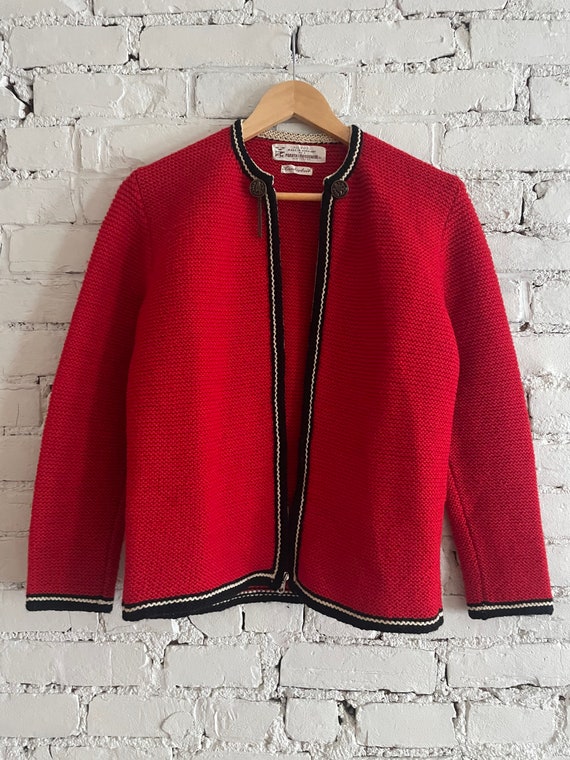 1950s Vintage Red Wool Sweater Germany