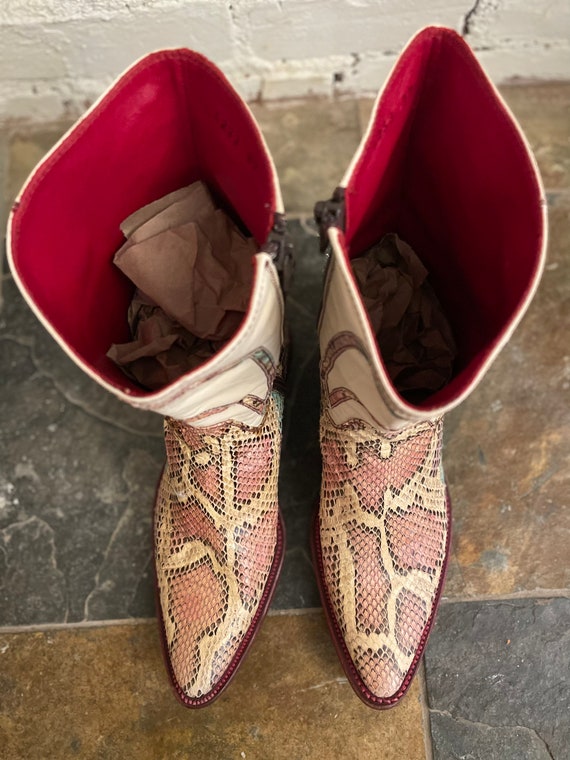 Vintage Snakeskin Cowboy Boots Pastel - image 5