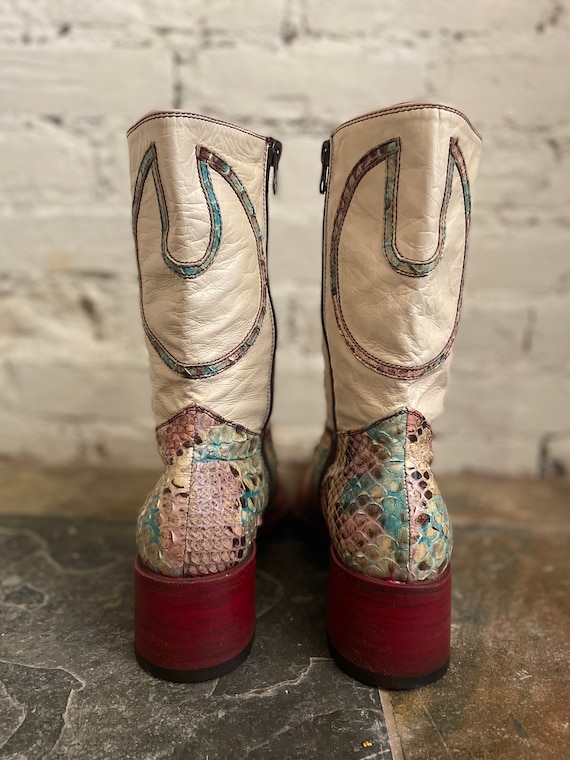 Vintage Snakeskin Cowboy Boots Pastel - image 4