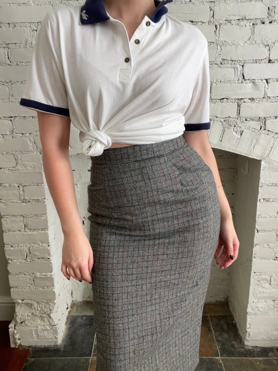 Vintage Wool Plaid Checkered Skirt