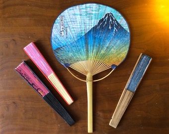 JAPANESE FANS! Sensu (3) and Uchiwa (1) Be Cool in Every Way! Ideal for cooling and decoration.