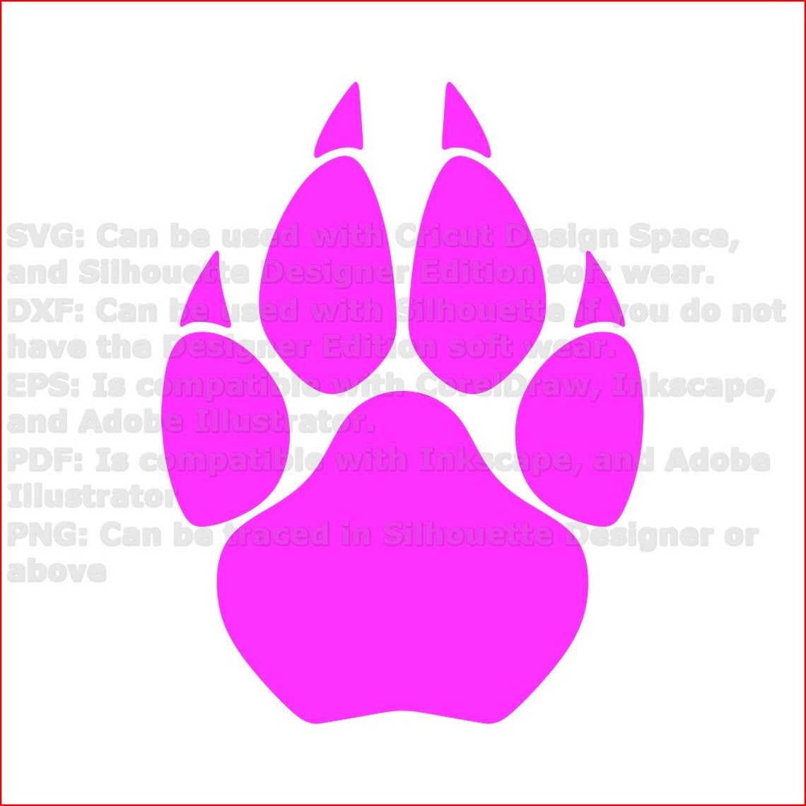 Cougar Paw Print Silhouette Svg Cricut Cut File Digital Etsy