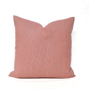 Striped Pillow Cover, Red Stripe Throw Pillow, Pillow Cover, Red Decorative Pillow, Red Pillow Cover, Holiday PillowWashable Pillow Cover