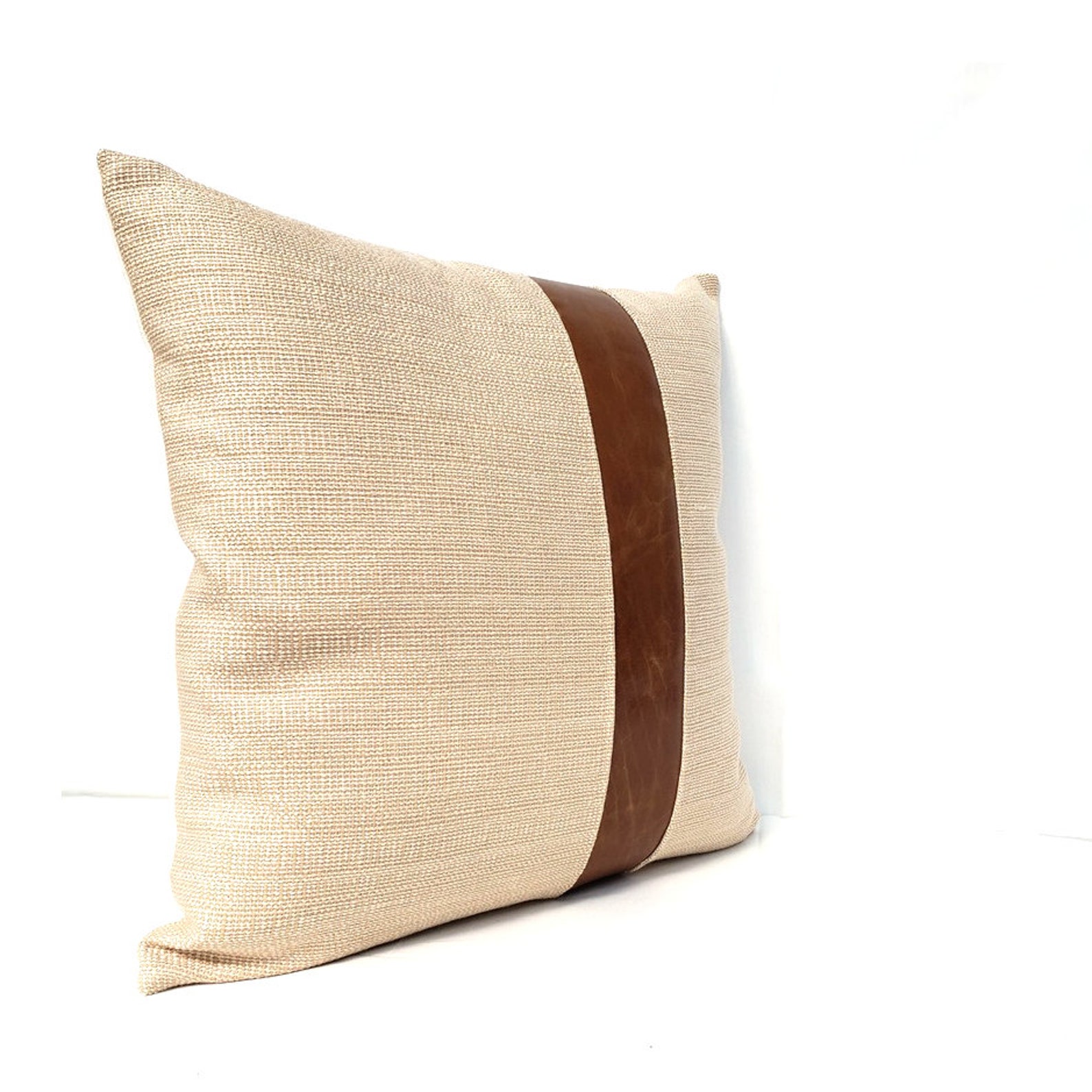 Golden Tan Pillow Cover Throw Pillow Cover With Leather Etsy