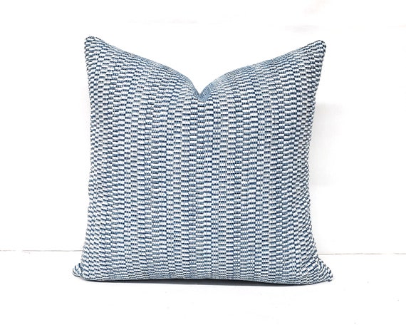 Blue Throw Pillow Woven Chenille Throw Pillow indigo Pillow Cover Blue Stripe Throw Pillow Light Blue Pillow Cover Pillow Cover Only Etsy