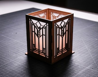 Frank LLoyd Wright inspiriert Kerze Box (Laser Cut SVG digitale Datei und Anweisungen nur)