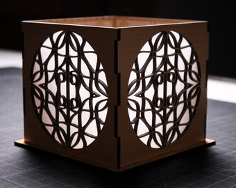 Japanische Shoji Tür inspiriert Kerzenschachtel (Laserschnitt SVG-Digitaldatei und nur Anleitung)