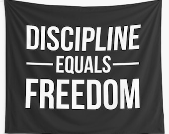 Discipline Equals Freedom Wall Tapestry, Bodybuilding Gym Motivational Tapestry, Workout Quotes Wall Decor