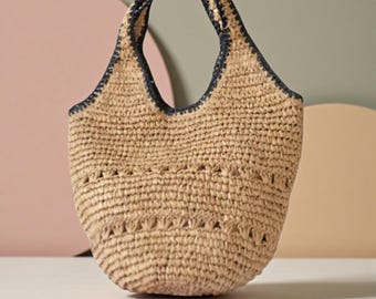 Large Straw Tote Bag for Women | Woven Handmade Boho Shoulder Bag | Fashion Beach Seaside Vacation Handbag
