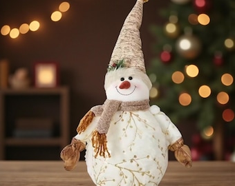 Christmas Snowman Plush Doll | Animated Indoor Holiday Decoration | Xmas Collectible Home Ornament Kids Gift