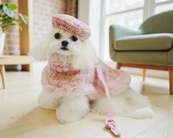 Dog Cloak Plaid Grinch-Inspired Pet Cape, Plush Warm Dog Coat w/ Strap, Holiday Dog Outfit for Photos, Gift for Pet Lovers