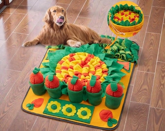 Carrot Snuffle Mat for Dogs 70x50cm | Nosework Sniffing Feeding Mat Slow Feeder | Interactive Puzzle Toy for Training & Stress Relief