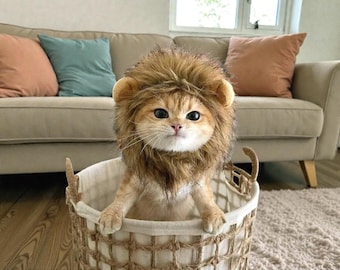 Lion Mane Pet Hat Imitation Fur Hook and Loop Costume for Cats and Dogs Autumn Winter Photo Prop