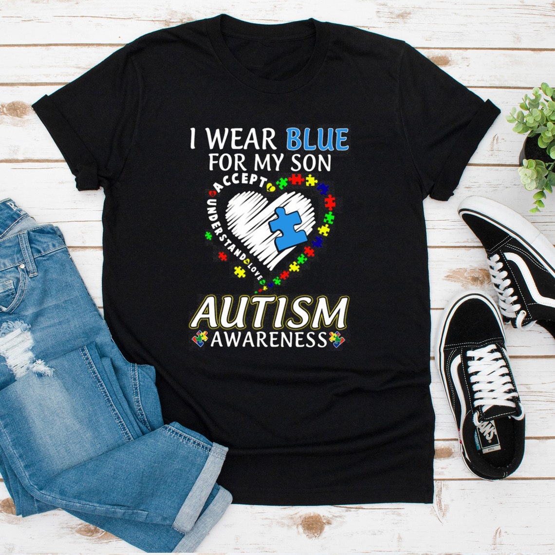 I Wear Blue For My Son Autism Awareness Shirt Etsy