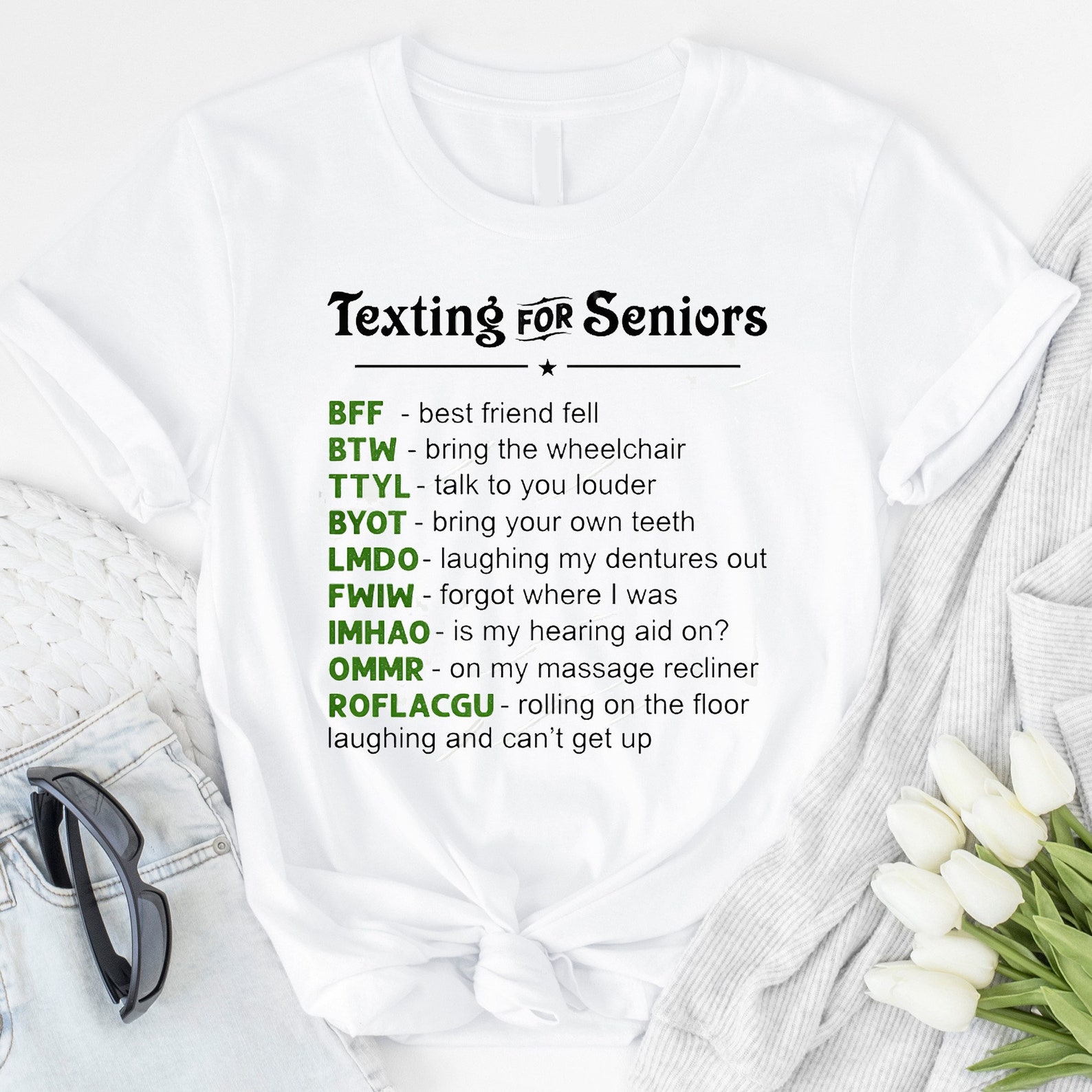 Texting For Seniors Shirt Funny Senior Citizen Texting Codes | Etsy