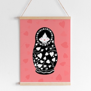 Matriochka fleurie - Affiche A4 - illustration