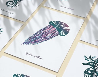 Leafy Jellyfish Postcard - A6 Card - Plant Jellyfish Illustration - Jellyfish Postcard