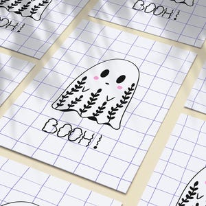 Carte postale Halloween Fantôme mignon - Carte A6 - illustration fantôme - Cute Ghost card - Halloween