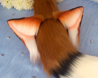 Realistic Red Fox Ears and Tail | Faux Fur | Cosplay | Petplay ears | Furry ears